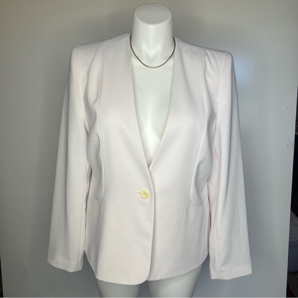 Karen Scott Women's One Button V-Neck Blazer White Size 16 100% Polyester - Picture 2 of 6